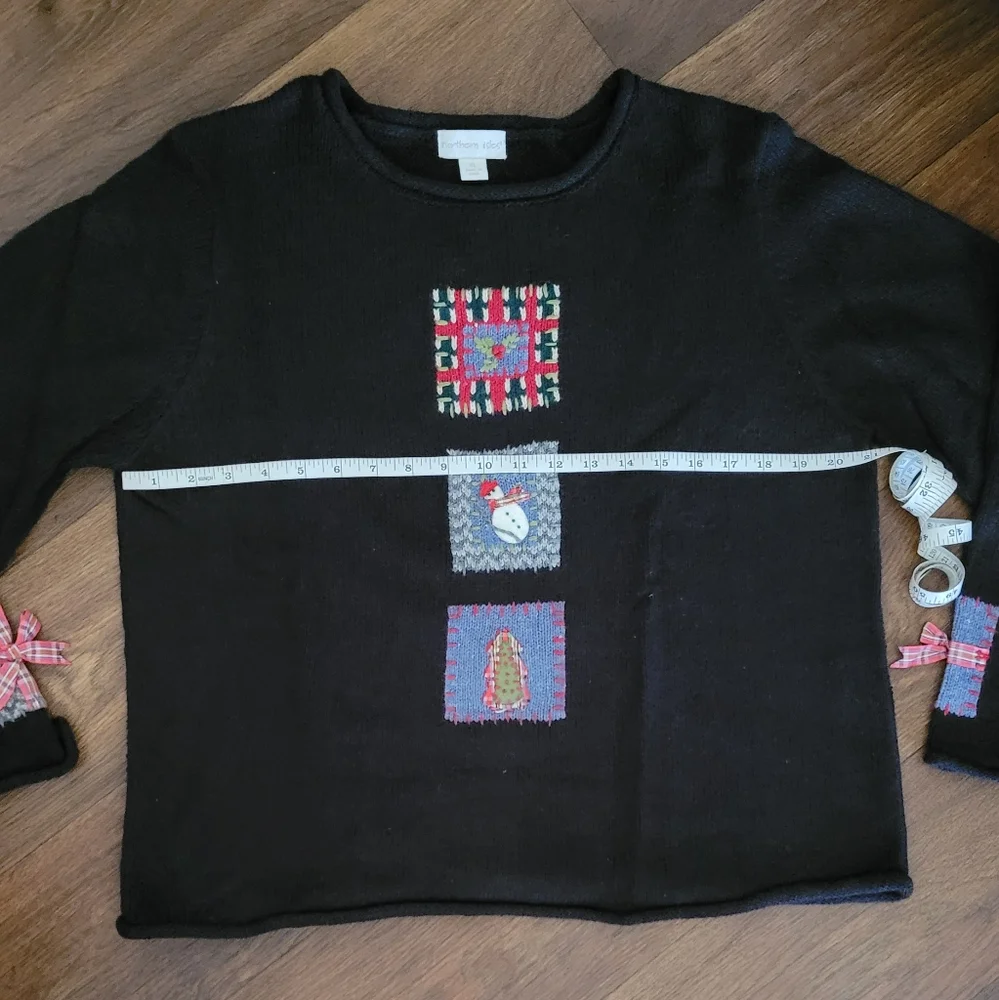 Vtg Northern Isles Ramie Blend Rolled Hem Pullover Christmas Sweater, Women's XL - Picture 9 of 12